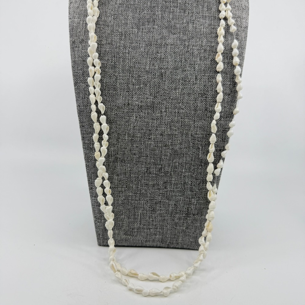 Natural White Shell Layered Long Necklace Boho Statement Beachy Gift Classic